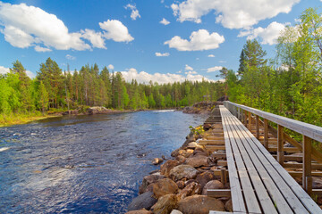 Beautiful wild river near Storuman in Lapland, northern Sweden
