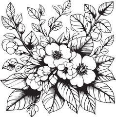 Vector floral background with Quince flower, detailed flower coloring pages printable, Quince flower line art, creative flower drawings, Quince flower doodle tattoo for arms