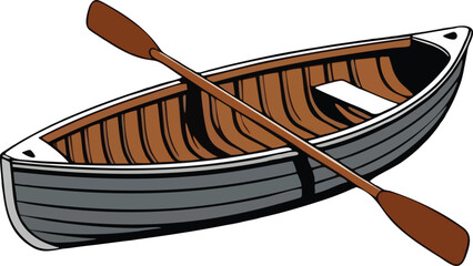 Small Wooden Rowboat with Oar