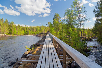 Beautiful wild river near Storuman in Lapland, northern Sweden