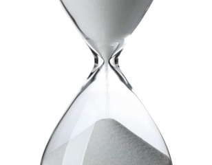 Transparent Hourglass with White Sand Isolated