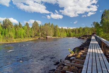Beautiful wild river near Storuman in Lapland, northern Sweden