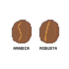 COFFEE BEANS ARABICA ROBUSTA PIXEL ART