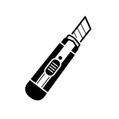 Sharp utility knife isolated on white background for cutting.