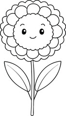 Smiling carnation flower cartoon illustration for kids coloring and fun activity