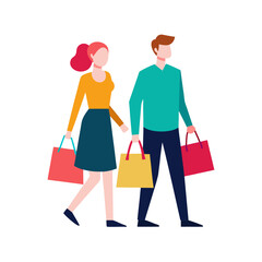 Couple walking together carrying shopping bags after a day of retail therapy