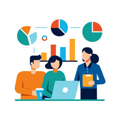 Team collaboration analyzing financial data and business growth charts together