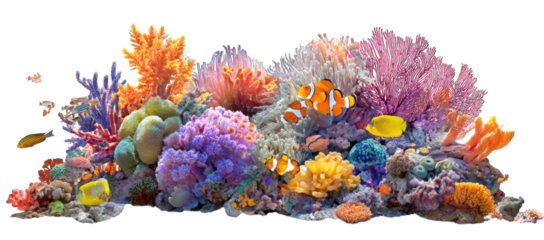 Vibrant underwater scene: A breathtaking underwater scene, teeming with life and color, showcasing a diverse coral reef. The scene is teeming with vibrant marine life and a kaleidoscope of colors. 