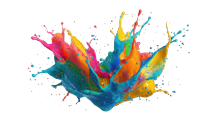 Explosive Colors: A dynamic explosion of vibrant paint, bursting with energy and a kaleidoscope of hues, evoking creativity and artistic flair.