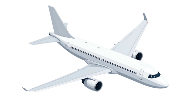 A white commercial jet, top-down perspective, vector illustration against black - Powered by Adobe