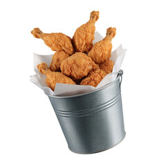  Fried chicken flying on paper bucket isolated on white background (4).png