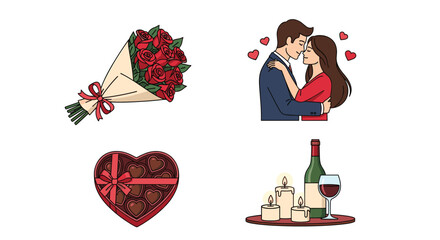 Romantic Valentines Day Symbols of Love and Affection, Generative AI.