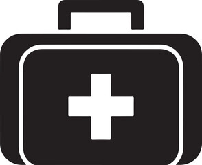Obraz premium First Aid Kit Icon with Cross medical health