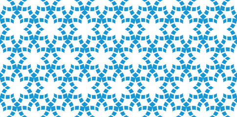 Blue Geometric Floral Seamless Pattern. Vector Repeating Background.