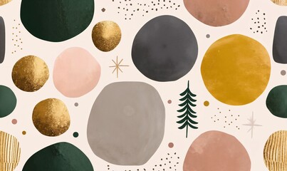 Abstract Organic Shapes and Textures in Chic Cream Background with Modern Artistic Flair