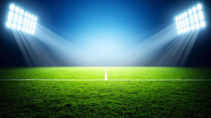 lights at night and stadium. Soccer or football background with copy space