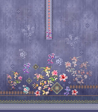 Indian kurti design for Front side digital prints with light background digital printing,Kurti pattern design for digital printing