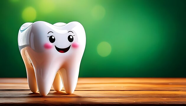 National Dentist's Day, joyful cartoon teeth, dental hygiene, and teeth - Powered by Adobe