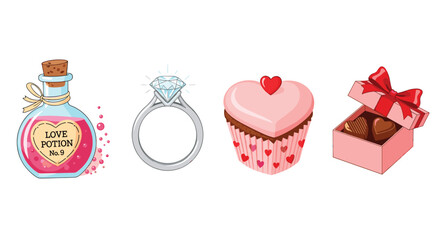 Valentines Day Symbols of Love and Celebration, Generative AI.