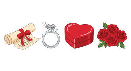 Wedding and Romance Symbols Collection, Generative AI.