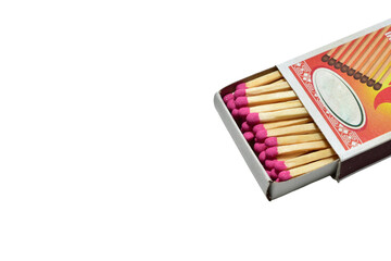 Cardboard box with matches on a white background.