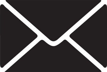 Simple black envelope icon with white outline for communication