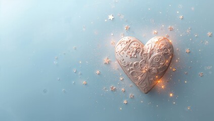 Elegant heart with lace pattern on a light blue background