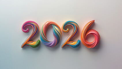  Vibrant multicolored fantasy numbers 2026 on a soft pastel light background