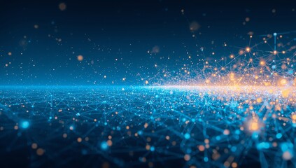 Abstract technology background with glowing particles and connections