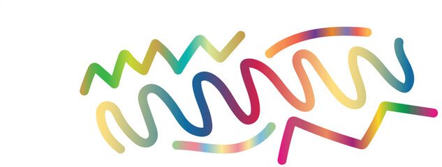 A colorful assortment of wavy and zigzag lines on a white background in a playful arrangement