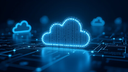 Robust Cloud Server Solutions: High-Performance Computing, Secure Data Storage & Scalable Virtualization for Reliable Enterprise Operations - Photo Stock Concept with Left Space