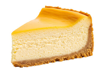 Delicious Cheesecake Slice with Mango Topping on Black Background Studio Shot