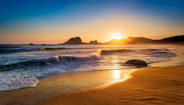golden ocean sunrise beach korea - Powered by Adobe