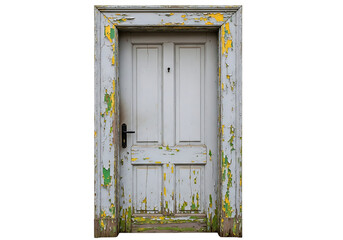 Old Weathered Wooden Door with Peeling Paint Background Texture Concept