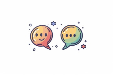 Whimsical Conversation Colorful Speech Bubbles with Stars and Dots Fun on transparent background