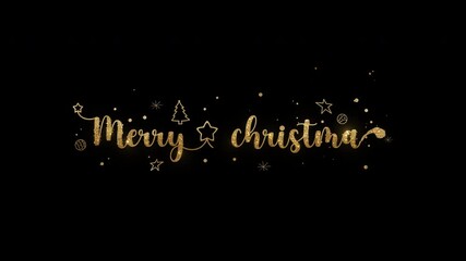 Decorative gold Merry Christmas animated text on transparent background suitable for holiday greeting cards, social media posts, invitations, and festive designs. - Powered by Adobe