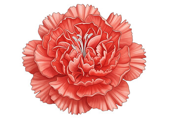 Elegant Carnation Flower Illustration on Black Background Detailed Floral Design