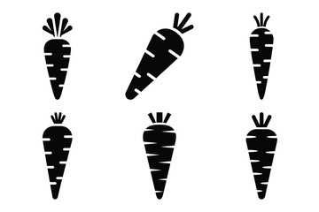 carrot icon set silhouette on white background