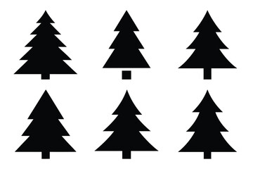 Obraz premium christmas tree icon set silhouette on white background