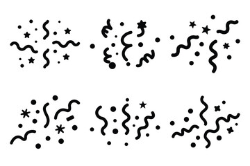 confetti icon set silhouette on white background