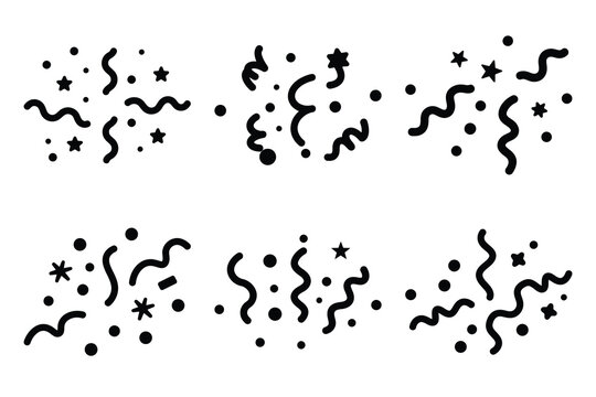 confetti icon set silhouette on white background