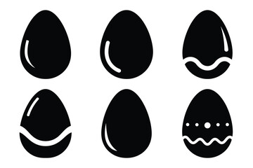 easter egg icon set silhouette on white background