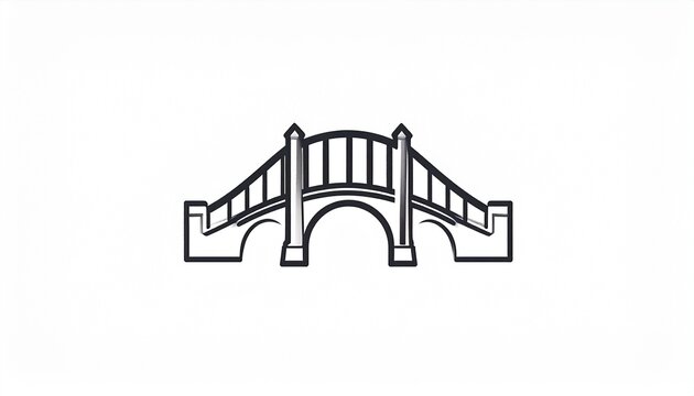 Simple line art icon of an arched bridge representing connection, solutions, and progress. Minimalist vector graphic for a logo or symbol about transition and unity
