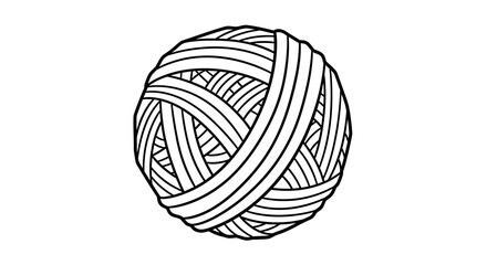 Simple Black and White Illustration of a Yarn Ball.