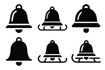 sleigh bell icon set silhouette on white background