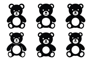 Fototapeta premium teddy bear icon set silhouette on white background