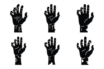 Fototapeta premium zombie hand icon set silhouette on white background