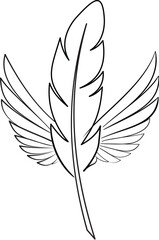 Fototapeta premium Illustration of feather with wings isolated on white background