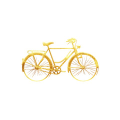 A golden bicycle, radiating elegance and charm, stands as a symbol of freedom, adventure, and sustainable transportation isolated on transparent background