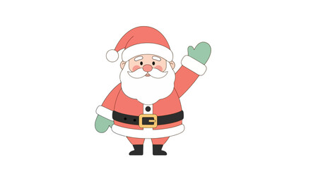 Smiling Cartoon Santa Claus Waving Hello Festive Christmas Holiday Character Illustration